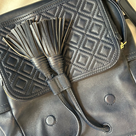 Tory Burch Blue Quilted Leather Small Backpack with Gold Hardware - Picture 6 of 6